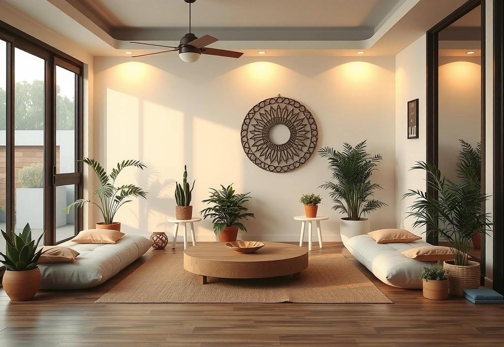 Relaxation area with comfortable seating and plants