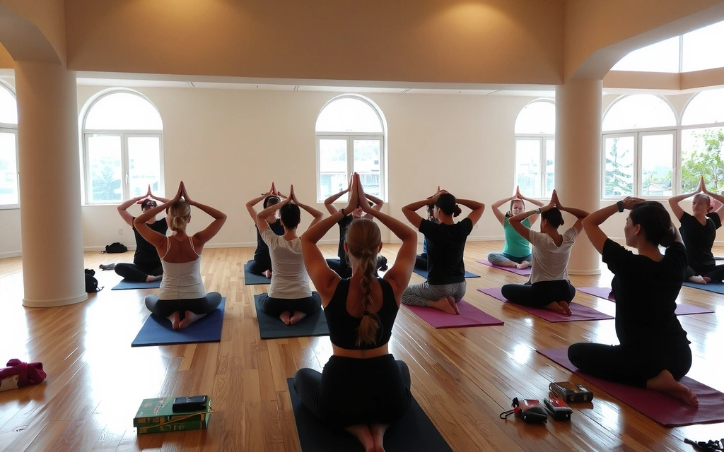 Students practicing Ashtanga yoga in a Mysore-style setting