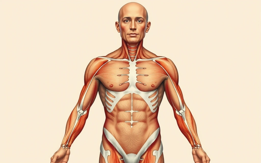 Detailed illustration of human anatomy with energetic points