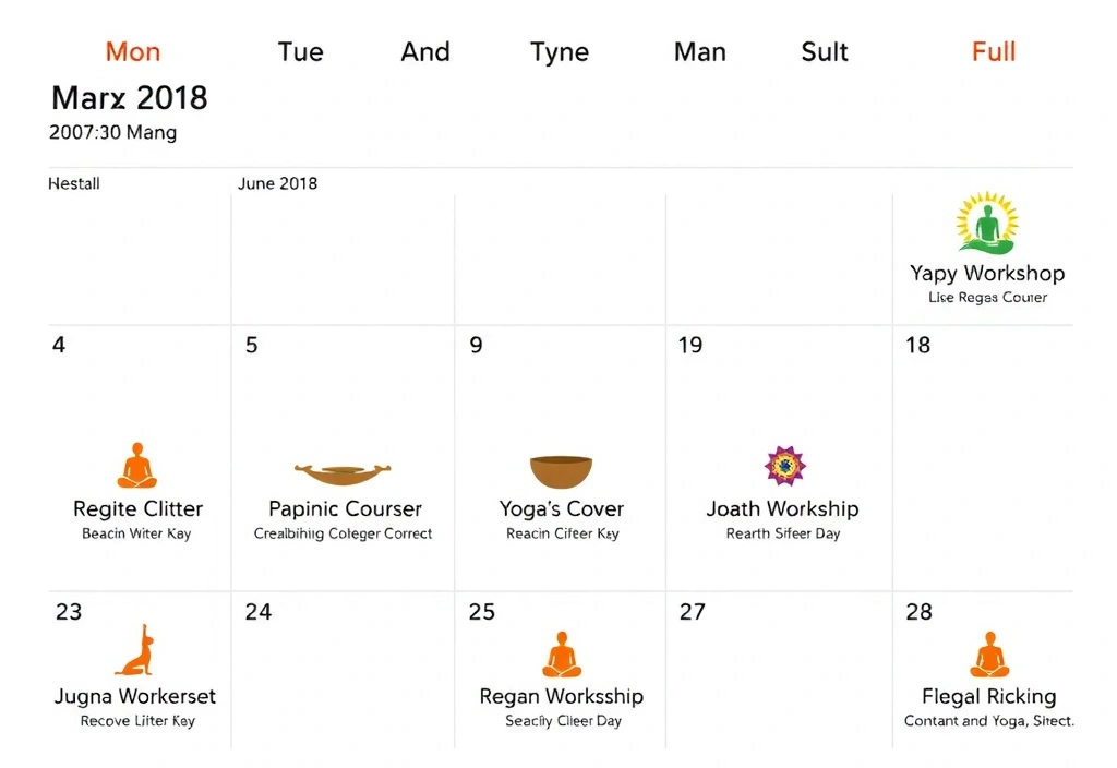 Calendar with yoga events marked
